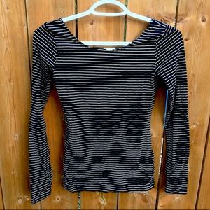 Garage Black and White Striped Long Sleeve Top